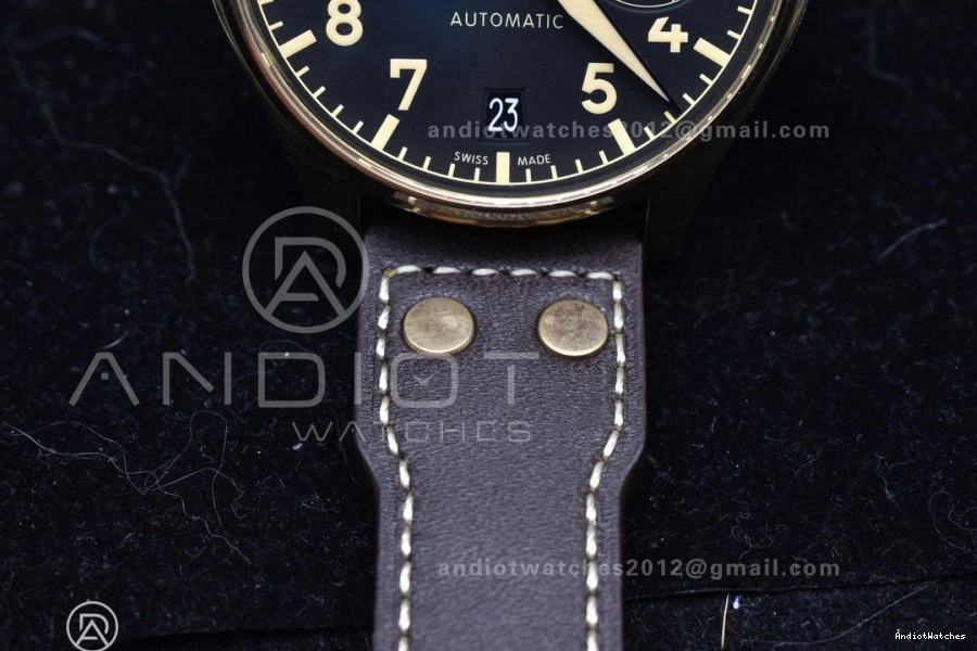 on Dial ZF IW501005 Leather Minimalist Strap Best Real Brown Big A 519 Bronze Black Edition 1:1 Pilot 0407